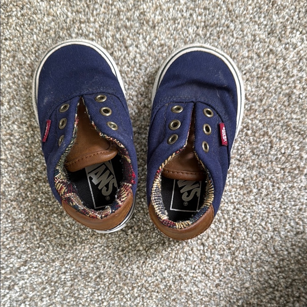 Vans Kids Dark Blue and Brown Sneakers